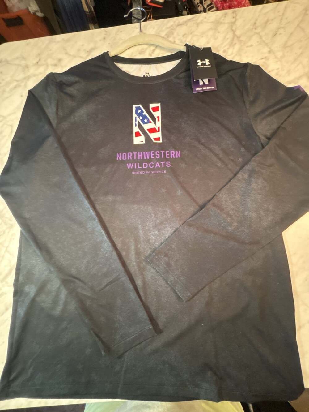 Under Armour Northwestern Wildcats Long Sleeve T-Shirt Black Size Medium